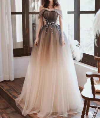 China Anti-Wrinkle Elegant Strapless Prom Dresses Sexy Off Shoulder Starry Appliques Appliques Backless Bandage Party Female Dresses A Line for sale