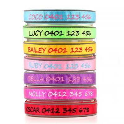 China Padded Embroidered Personalized Dog ID Collar with Padded Neoprene Reflection and Safety Strips for sale