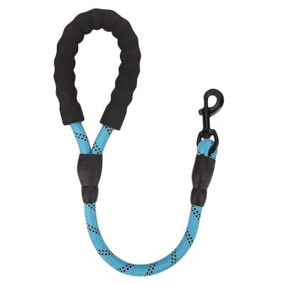 China 60cm Large Comfortable Short Handle Heavy Duty Reflective Round Slip Padded Nylon Braided Lead Guide Pet Rope Leash Guide Dog Lead for sale