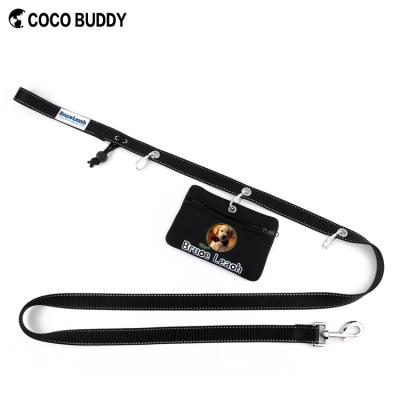 China Non-slip Thoughtful Pet Handle Product Multifunctional Pet Leash Reflective Nylon Dog Leash With Pocket for sale