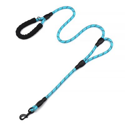 China Factory Price Padded Sell Well Dog Soft Padded 2 Handles Double Rope Nylon Braided Lead Handle Dog Leash For Dog Training Walking for sale