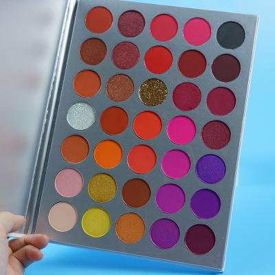 China Other Wholesale 35 Shade Pressed Powder High Dye Vegan Eyeshadow Palette Cardboard Sliver Eyeshadow Palette for sale