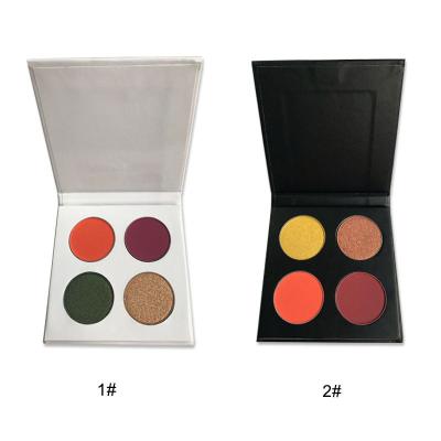 China Waterproof 26mm Shimmer And Matte Make Up 4 Holes Black White Private Label Eyeshadow Palette for sale