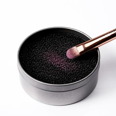 China Effective Lady LipMakeup Color Switch Sponge Makeup Wet And Dry Brush Cleaner With Metal Box for sale