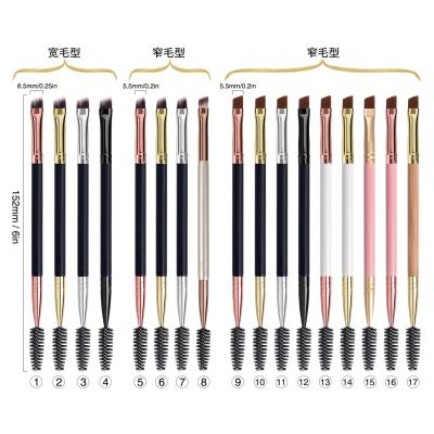 China Lady's LipMakeup Hot Selling 21 Colors Custom Logo Double Make Up Brush Eyebrow Brush Makeup Brushes Private Label for sale