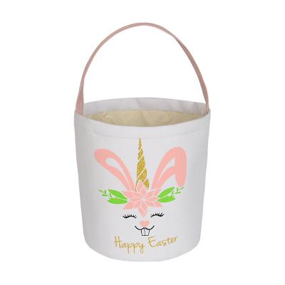 China 2022 Cute Cartoon Easter Kids Candy Bags Bunny Candy Basket Unicorn Prints Sublimation Easter Basket Rabbit Ears Gift Bag for sale