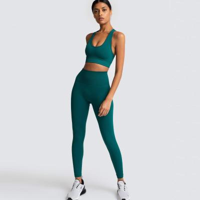 China Fashion Breathable Wholesale Yoga Sets 12 Color Woman Yoga Workout Clothes GYM Sport 2pcs Suit Seamless High Waist Leggings Sets LOW MOQ for sale