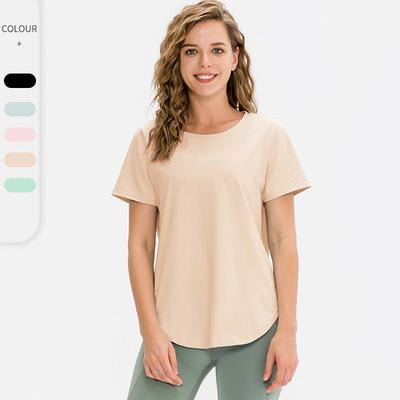 China 2021 Autumn New Sports Yoga Fitness Material Oversized T Shirt Designs Soft Loose Breathable Tshirt For Woman for sale