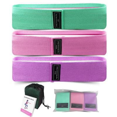 China Fitness Tools Lace/Green/Purple Customized Stretching Sports Exercise Band Yoga Pilates 3pcs Yoga Fitness Hip Pull Resistance Band for sale