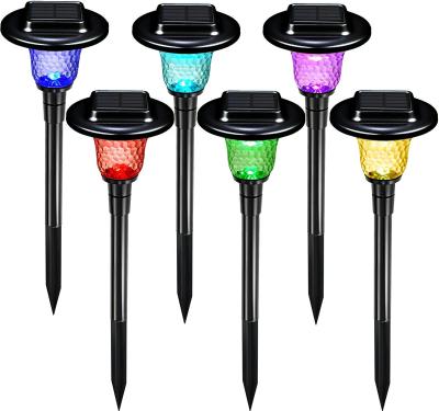 China Lawn Patio Courtyard Walkway Yard RGB LED Color Changing Solar Powered String Lights Garden Landscape Glass Solar Powered Outdoor Pathway Lawn Light for sale