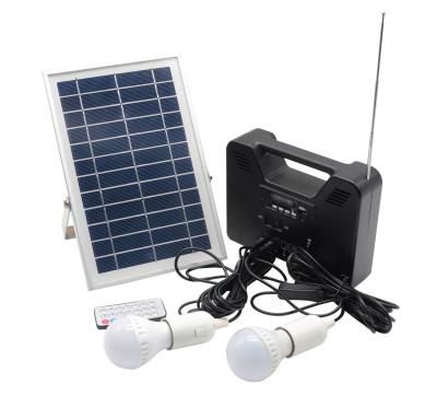 China Portable 3W 2 Bulb Solar Home Power System With MP3 And Radio Mini Function System For House for sale