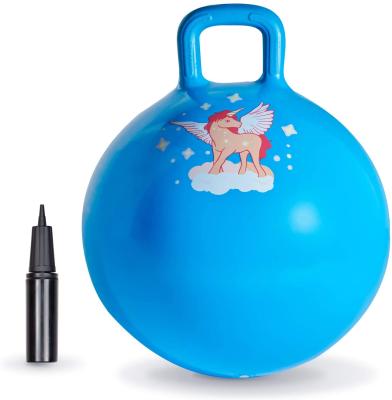 중국 Kids Inflatable Toy Jumping Skip Ball Handled PVC Hopper With Cartoon Characters Print 판매용