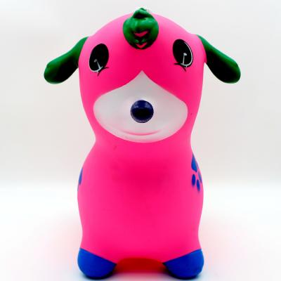 China Environment friendly PVC pink spotted dog animal toy bungee dog with music and light en venta