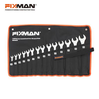 China FIXMAN 14 PC Chrome Vanadium Oxford Cloth Durable Bag Package Metric Combination Wrench Set for sale