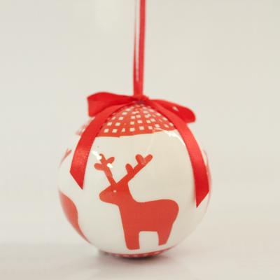 China Indoor Christmas / Door Decor 7.5cm CASH PRODUCTS Glossy Reindeer Print Christmas Ball for sale