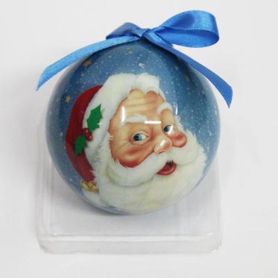 China Christmas Tree Decoration 7.5cm Hand Print Paper Wrap Foam Christmas Ball for sale