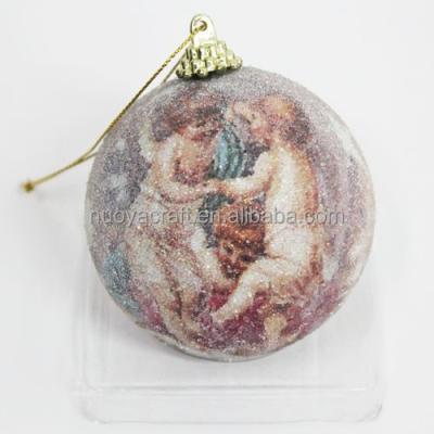 China Wholesale Christmas Christmas Products, 7cm Painting Ball With Angel Pattern for sale