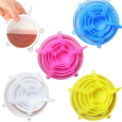 China 6pcs Multi-function Silicone Bowl Cover Fruit and Vegetable Style Silicone Preservation Kitchen Viable Cover for sale