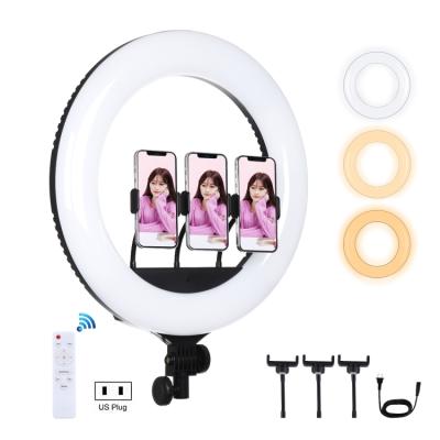 China Wholesale-Manual Live Streaming Phone Cable Holder Led Circle Selfie Ring Light With 3 Control Photography Tripod for sale