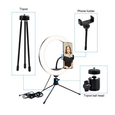 China Adjustable Brightness Photographic Amazon Phone Video Light Light With Tripod Stand Camera Circle Selfie Ring Led Light for sale