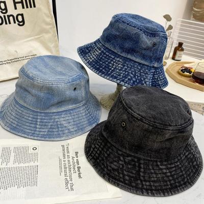 China Casual Wholesale Summer Lattice Bucket Hat Custom Denim Hat Fisherman for sale