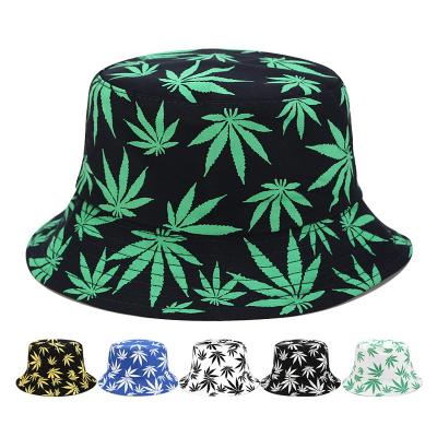 China Hot Selling Character Maple Leaf Bucket Hats Print Bucket Hat Cotton Hat for sale