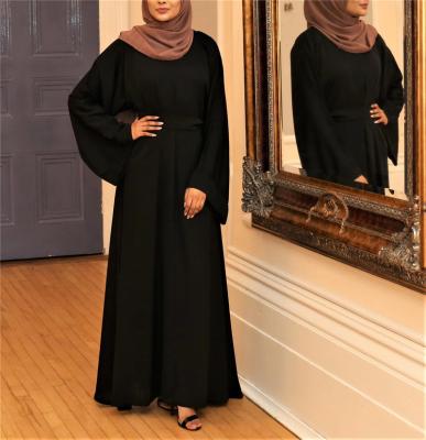 China 2021 Polyester Cotton Nida Maxi Dresses Ladies Muslim Abaya Long Sleeve Women Dress for sale