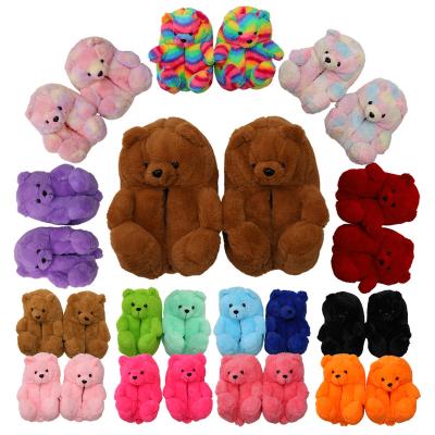 China 2021 Fashion Trend Good Quality Slipper for Kids One Size Fits Toddlers Plush Teddy Bear Slippers Support All House Shoes for sale