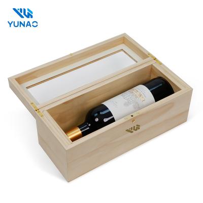 China Recyclable wholesale solid wood gift boxes Custom Logo Luxury Gift wine box packaging wooden wine box wine for glass bottle for sale