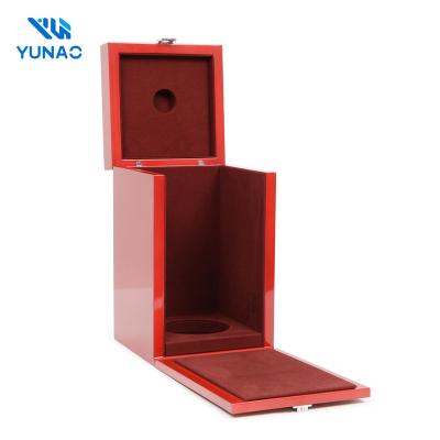 China Recyclable Popular Sale Custom Design Piano Lacquer Red Finish With Microfiber Surface Wooden Wine Case/Box For Wholesale for sale