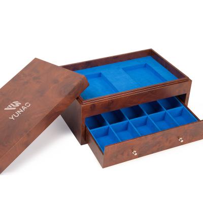 China Handmade Factory Luxury Wood Grain Wooden Packaging Box Custom Logo Cards Wooden Gift Box With Lid for sale