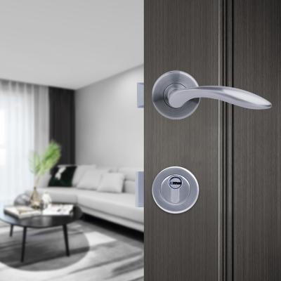 China New European Luxury Modern Style Entryway Satin Nickel Interior Door Lock Handle Zinc Alloy Set for sale