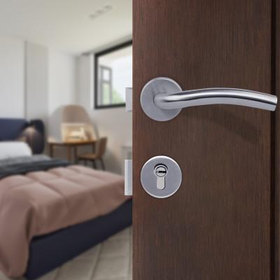 China Factory Price Modern European Entry Door Lever Brush Nickel Stainless Steel Door Lock Handles for sale