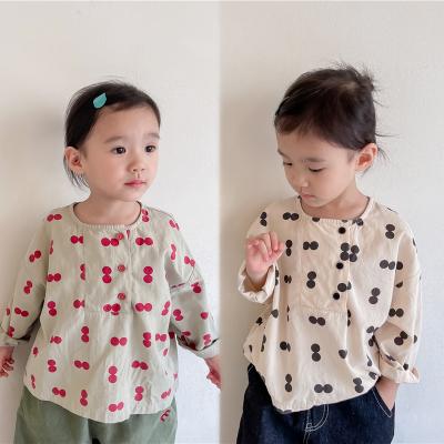 China Oversized Anti-wrinkle Dot Girls Shirt Children New Born Baby Clothes Thin Loose for sale