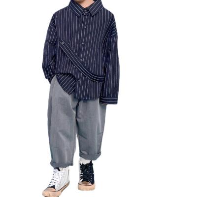 China British Striped Simple Casual Children's Shirt Pants Suit Spring Boys Clothes Set New for sale