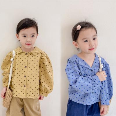 China Newborn Baby Girl Anti-pilling Autumn Clothes Dot Long Sleeve Shirt Children Wear for sale