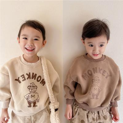 China Autumn Kids Cartoon Monkey Woolen Baby Breathable Oversized Sweater Boys Girls Soft Clothes for sale