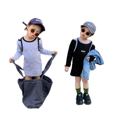 China Custom Anti-wrinkle Kids Sleeve Long Bottom Shirt Girls Strapless Dress for sale