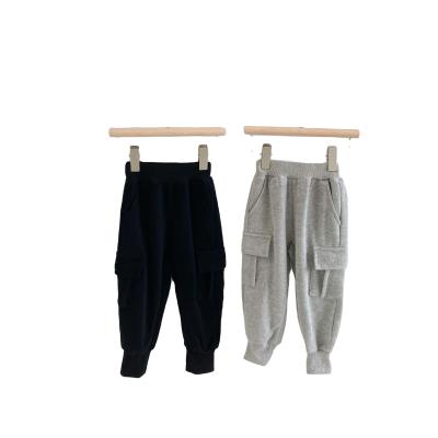 China New Fashion Breathable Gray Black Children Pants Knitted Pockets Trousers Soft Pants Comfort Casual for sale