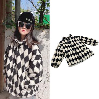 China Breathable Kids Winter Clothes Baby Wool Black And White Coat Thick Warm Lambskin Girls Outwear for sale