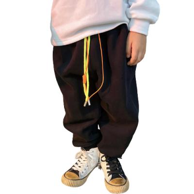 China Velvet Windproof Sweatpants Kids Rope Boys Thick Colorful Casual Jogger Pants for sale