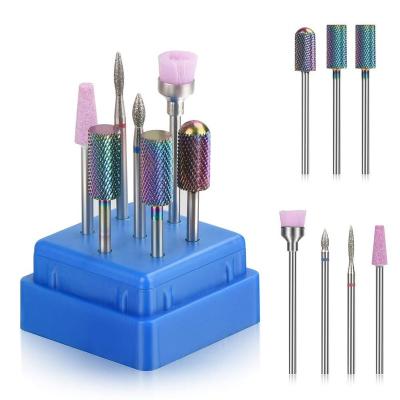 China High Performance Nail Removal Gel Acrylic Tungsten Carbide Diamond Nail Bits Set 7 Pieces 3/32 Inch Poly Rod Removal Gel Nails Acrylic Nails for sale