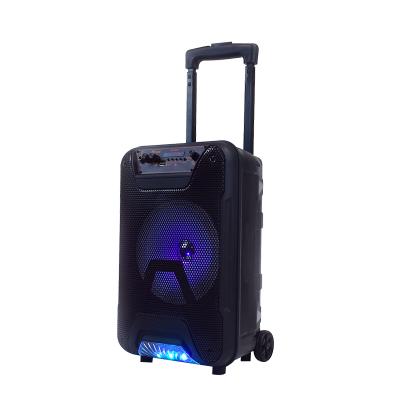 China Portable Blue LED Colorful Light Tooth Party Speaker Radio 15 Inch DJ Party Box Karaoke Cart Speaker With MIC for sale