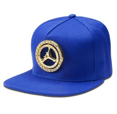 China Wholesale 100% Cotton Plain Outdoor Sport 5 Panel Hat Snapback Hat Hip-Hop Logo Snapback Hat Blue Flat Custom Hat Metal Brim Plain New for sale