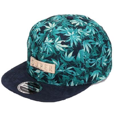 China JOINT Hawaiian Floral Flat Brim Printing Sublimation Metal Plate Logo Snapback Custom Design Snapback Hats for sale