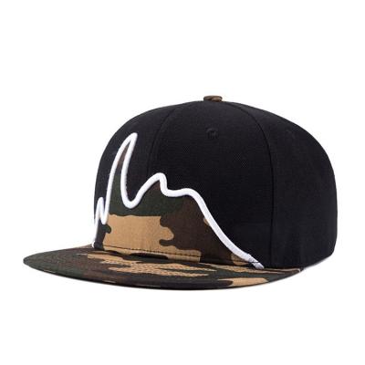 China COMMON Flat Brim Inserts Camouflage Snapback Hat Customized Outdoor Sport 6 Panel Hat Fascinator Hat Custom 6 Panel Embroidery Unisex for sale