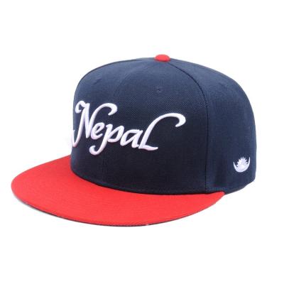 China JOINT Custom Two Tone 6 Panel 3D Embroidery Men's Flat Brim Snapback Hat for sale