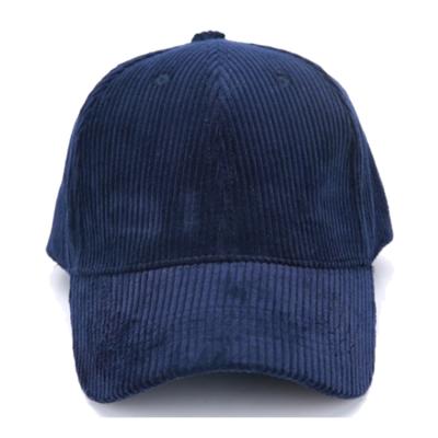 China Custom Vintage 100pcs Corduroy Baseball Cap Adjustable Navy White Corduroy Caps 100% Cotton Plain Unisex Character 6 Panel Hat for sale