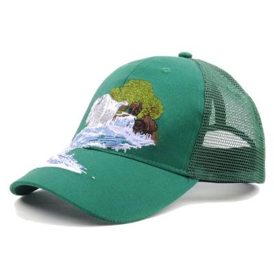 China Chinese Style COMMON Custom Landscape 6 Panel Embroidery Full Logo Dad Hat Mesh Trucker Hat for sale