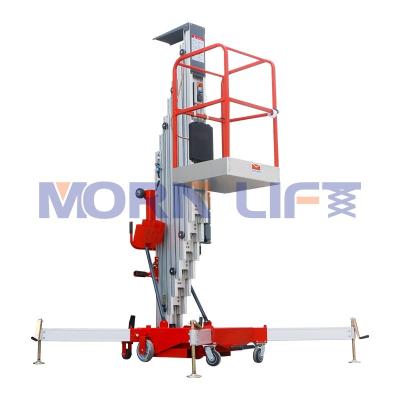 China One Mast Double Mast Lift Aluminum Two Masts Hydraulic Man Lift MORNING Double Mast Man Lift With CE ISO for sale